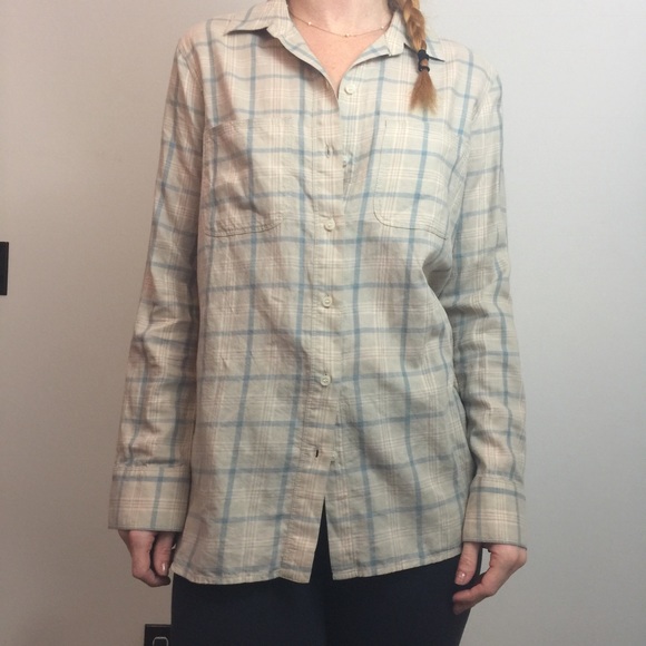 Madewell Tops - Broadway & Broome Tan Plaid Long Sleeve Shirt Top